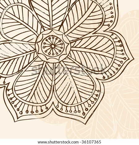 henna hands flower. stock vector : Hand-Drawn Sketchy Henna Doodle Flower Vector Illustration