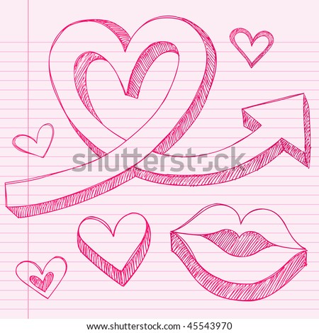 kissing lips drawing. 3D Arrow and Lips Kissing