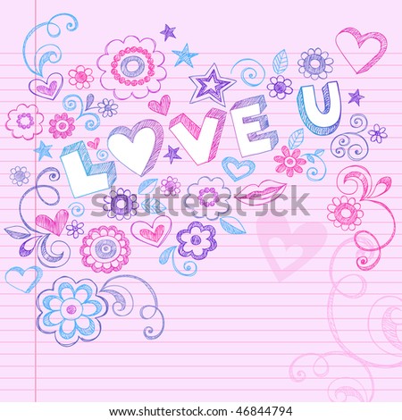 Logo Design Hand on Hand Drawn Love U Letting And Sketchy Notebook Doodles  Design