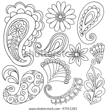 Hand Tattoo Designs on Hand Drawn Abstract Henna Paisley Vector Illustration Doodle Design