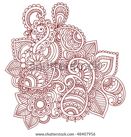 stock vector HandDrawn Abstract Henna mehndi Paisley Doodle Vector 