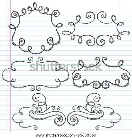 Logo Design Hand on Hand Drawn Sketchy Notebook Doodles Ornamental Borders With Swirls