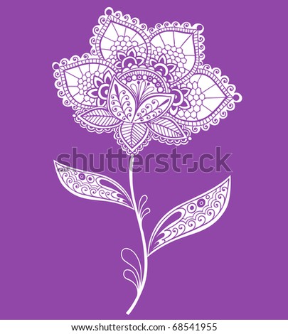 stock vector HandDrawn Lace Doily Henna Mehndi Doodle Paisley Flower