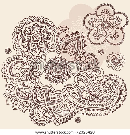 Logo Design Hand on Hand Drawn Henna Mehndi Abstract Mandala Flowers And Paisley Doodle