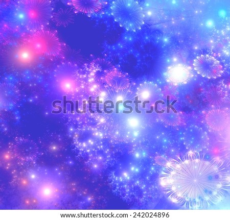 Sparkle green starry night sky. Fantasy shiny background for Christmas designs. Fractal art