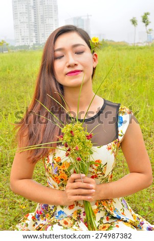 portrait of Vietnamese girl in Park