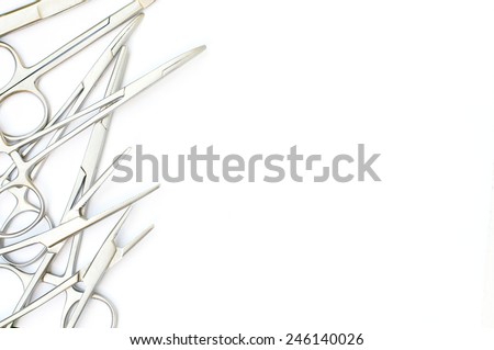 surgical clamps and scissors isolation on a white background