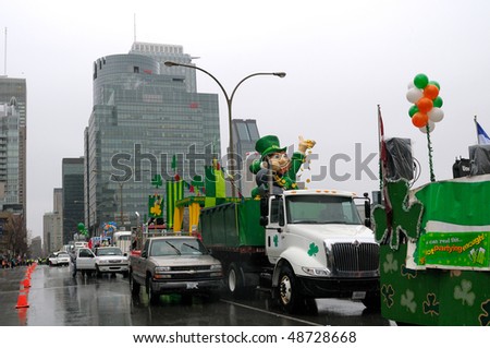 MONTREAL, QC, CANADA - MARCH 14: Saint Patrick\'s day parade March 14, 2010 in Montreal, QC, Canada.