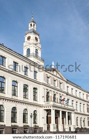 The city hall of Riga in the Baltic Country of Latvia.