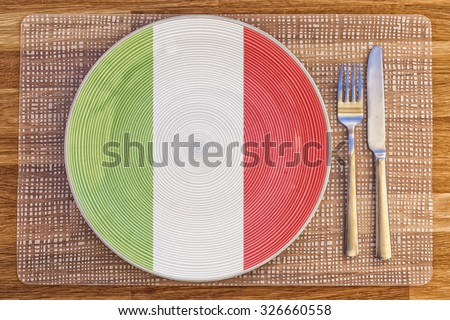 Dinner plate with the flag of Italy on it for your international food and drink concepts.