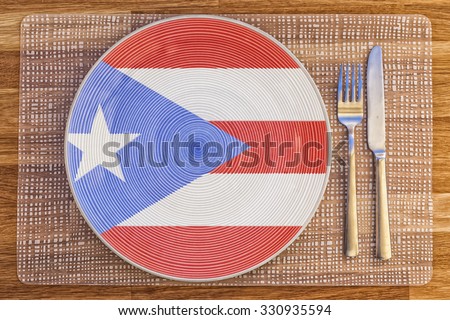 Dinner plate with the flag of Puerto Rico on it for your international food and drink concepts.