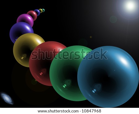 abstract image of glass orbs floating in space