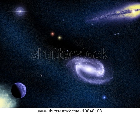 scene with stars planets