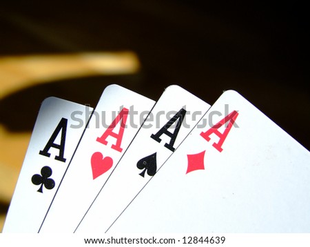 four aces in the hand of a very lucky card player