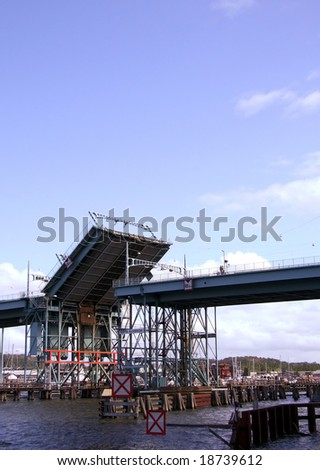 modern steel and concrete drawbridge situated in Gothenburg