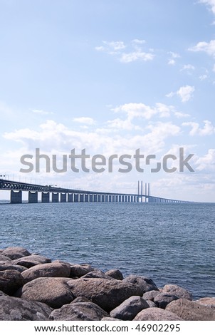 An image of the \'oresundsbron\' the bridge that connects Sweden with Denmark and one of the longest of its kind in the world.