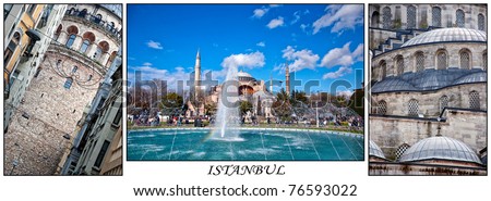 A montage of images showing some of the sites and landmarks of Istanbul in Turkey