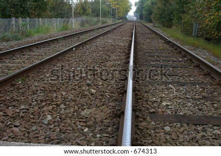 Railway tracks running into the distance.