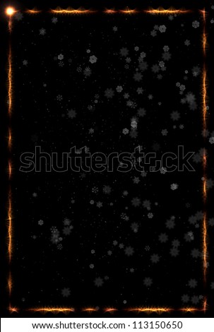 Christmas background theme with border and snow flakes on dark background
