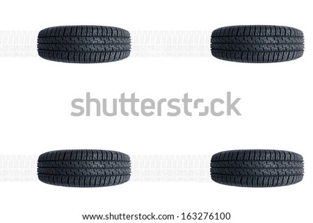 Car new tires alignment isolated on white background