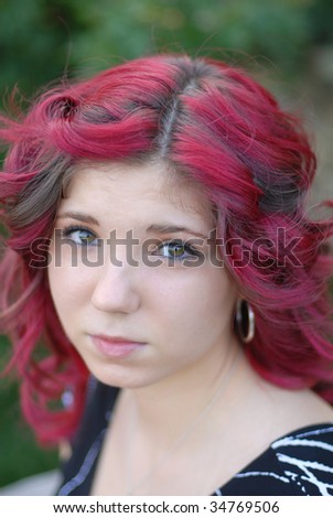 A lovely young teen female model with punk style influence and a beautiful face.