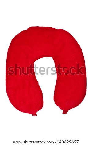 Red neck pillow, isolated on a white background.