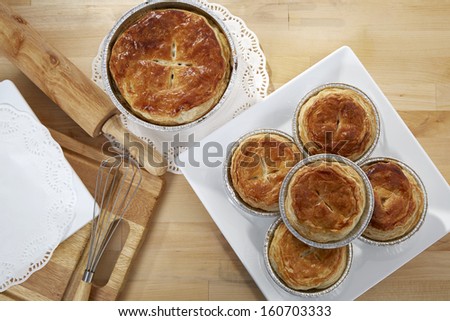 Homemade pie on the wooden table-Studio Shot