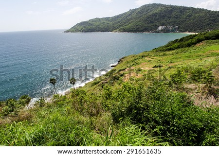 Tropical ocean landscape point of view Phuket, Thailand.