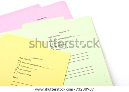 Close-up stack document folder on white background