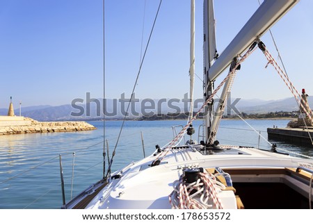 Yacht sailing away