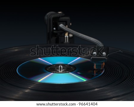 Player of vinyl disks and compact disk.