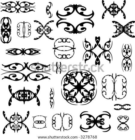 stock vector lot of tattoo and vintage logos vector