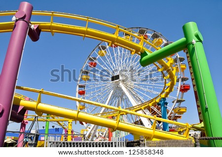 LOS ANGELES - April 11: The amusement park on the Santa Monica Pier in Santa Monica, California on April 11, 2011. A popular tourist attraction.