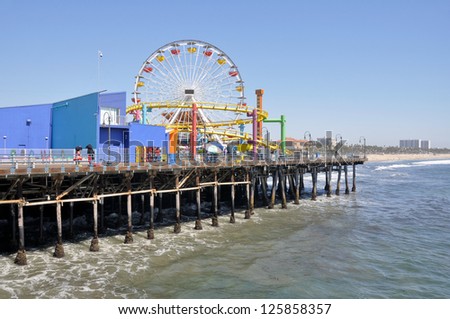 LOS ANGELES - April 11: The amusement park on the Santa Monica Pier in Santa Monica, California on April 11, 2011. A popular tourist attraction.