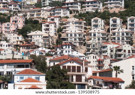 Modern Apartment Buildings on Hillside, Kas (Turkey)