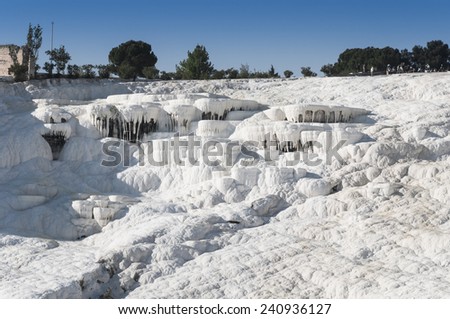 Travertine pools and terraces in Pamukkale (Turkey)