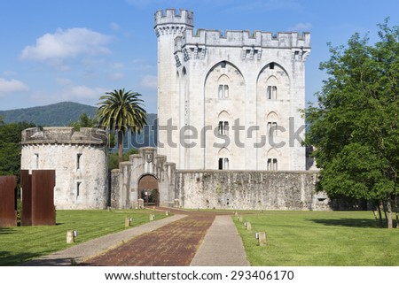 BIZKAIA, SPAIN - MAY 28: The neo-gothic castle of Arteaga inspired in French gothic architecture, on May 28, 2015 in Bizkaia, Spain