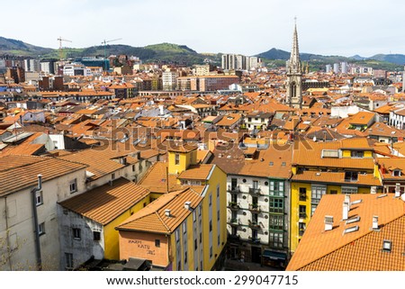 BILBAO, SPAIN - APRIL 9: View of downtown of Bilbao city on April 9, 2015 in Bilbao, Basque Country, Spain