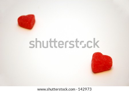 A pair of Valentine\'s Day jelly candy hearts