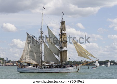 Tall Ship - A  Brigantine Side On