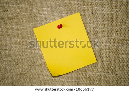 Yellow Note Paper on Hessian/Burlap Notice Board