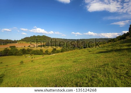 Large farm property against a blue sky