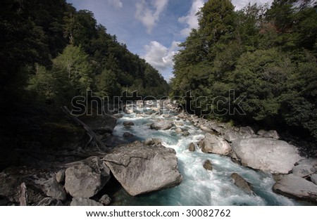 New Zealand wild mountain and water landscape
