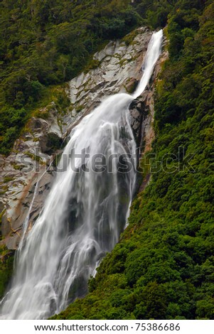 tropical waterfall in glacier country