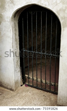 prison cell in a court yard
