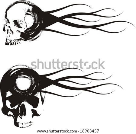 pics of skulls with flames. two skull with flames