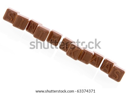 the word \'sinterklaas\' in chocolate letters