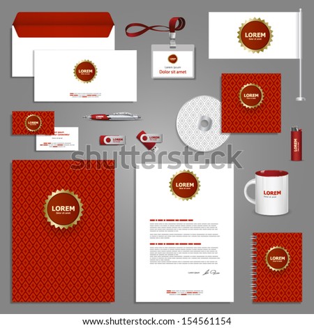 Classic stationery template design with golden shield. Documentation for business.