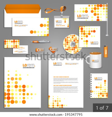 Digital stationery template design with red and yellow round elements Documentation for business Digital stationery template design with red and yellow round elements Documentation for business