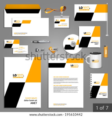 Geometric stationery template design with yellow and black square shapes Documentation for business Geometric stationery template design with yellow and black square shapes Documentation for business